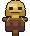 A scarecrow: a straw head on a timber post.
